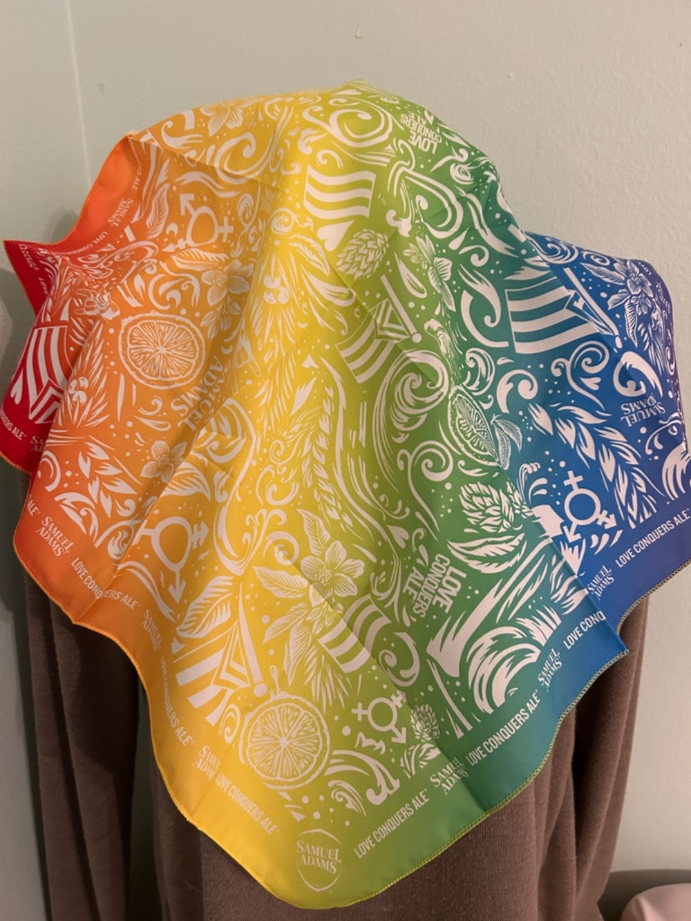 Samuel Adams Rainbow Bandana Scarf love conquers ALE new in package